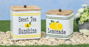 Sweet Tea And Lemonade Metal Canisters - Set of 2