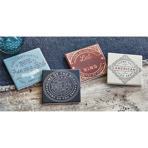 Americana Ceramic Coasters - Assortment of 4