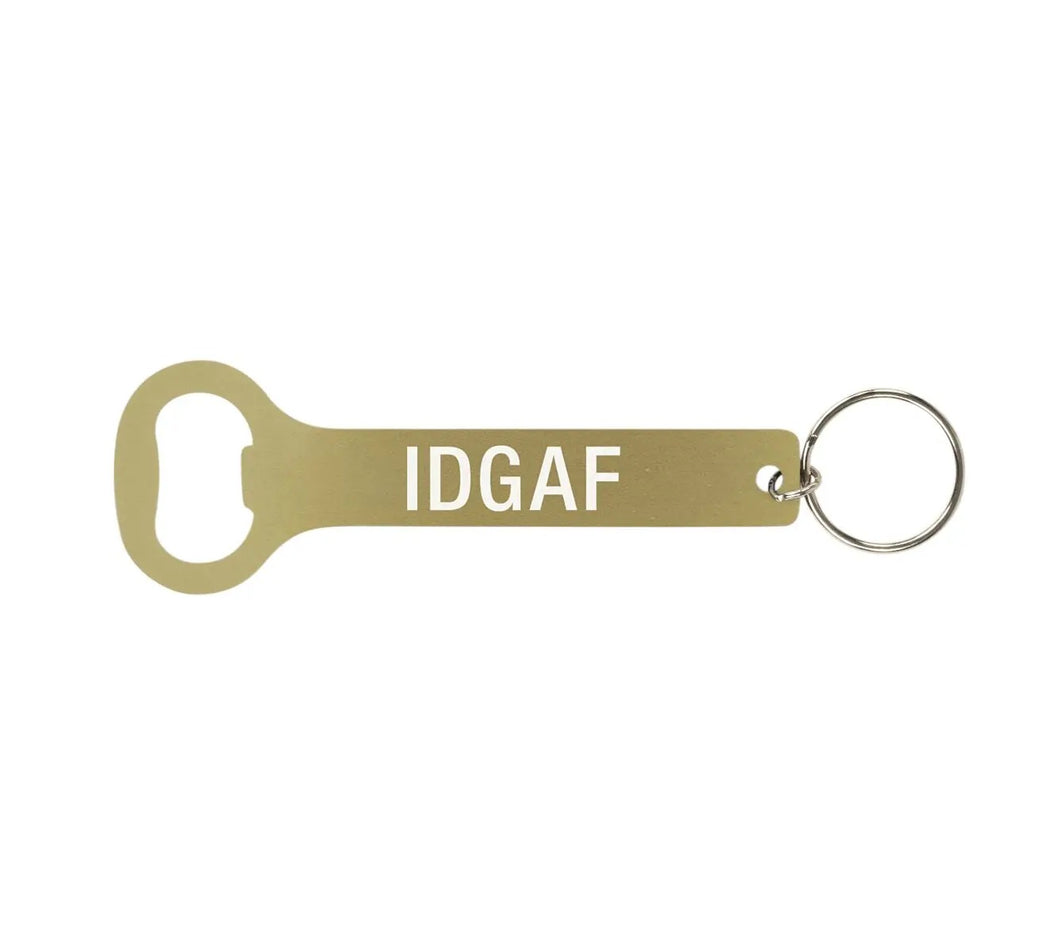 IDGAF Metal Keyring Bottle Opener | Funny Gold Keychain Bottle Opener