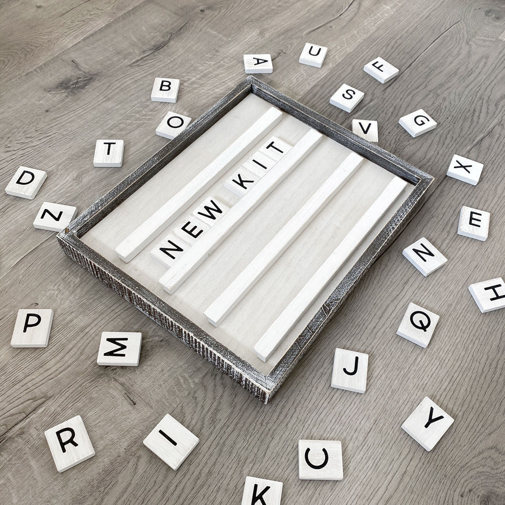 Ledgie White Letter Tile, White With Black Capital Letter Scrabble Tile, Custom Wood Letter Board Tiles