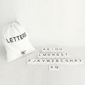 Ledgie White Letter Tile, White With Black Capital Letter Scrabble Tile, Custom Wood Letter Board Tiles